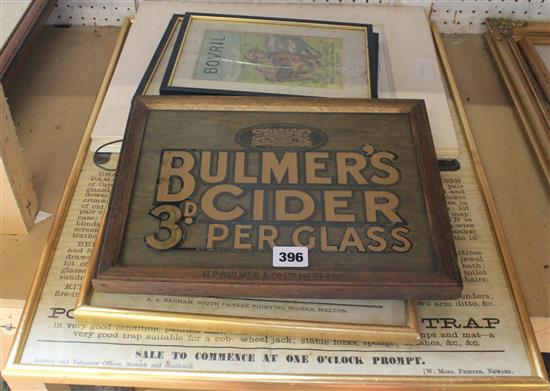Group of advertising bills and posters